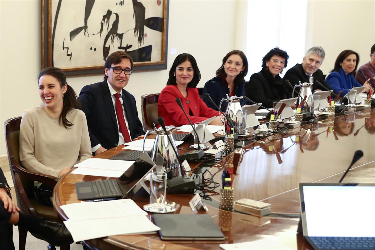 14/01/2020. Primera reunión del Consejo de Ministros de la XIV Legislatura. Los miembros del nuevo Gobierno presidido por Pedro Sánchez, mom...