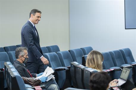 14/06/2020. Rueda de prensa del presidente del Gobierno. El presidente del Gobierno, Pedro Sánchez, momentos antes de iniciar la rueda de pr...