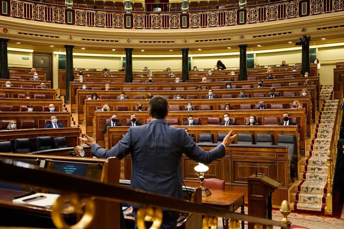 14/10/2020. Sánchez asiste a la sesión de control en el Congreso. El presidente del Gobierno, Pedro Sánchez, durante la sesión del control e...