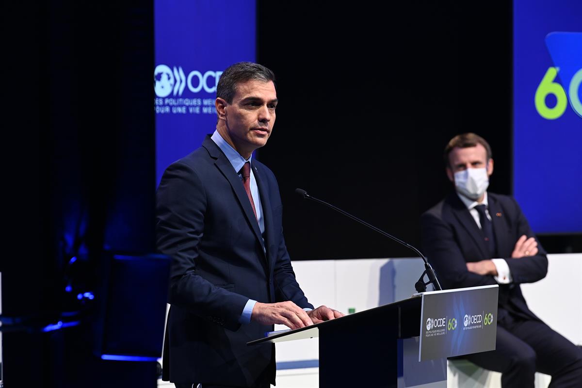 14/12/2020. Sánchez participa en los actos con motivo del 60 aniversario de la OCDE. El presidente del Gobierno, Pedro Sánchez, participa ju...