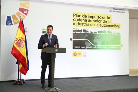 15/06/2020. Pedro Sánchez en la presentación del Plan de Impulso a la cadena de valor de la Industria de la Automoción. El presidente del Go...