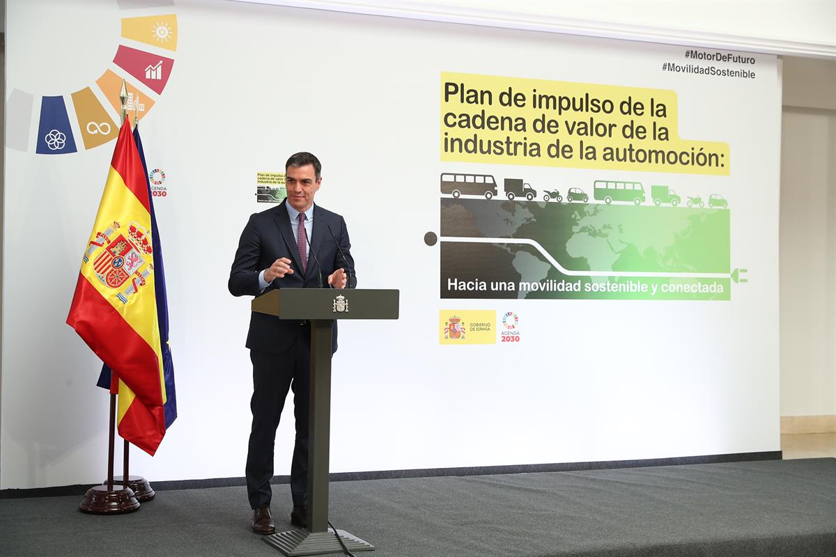 15/06/2020. Pedro Sánchez en la presentación del Plan de Impulso a la cadena de valor de la Industria de la Automoción. El presidente del Go...