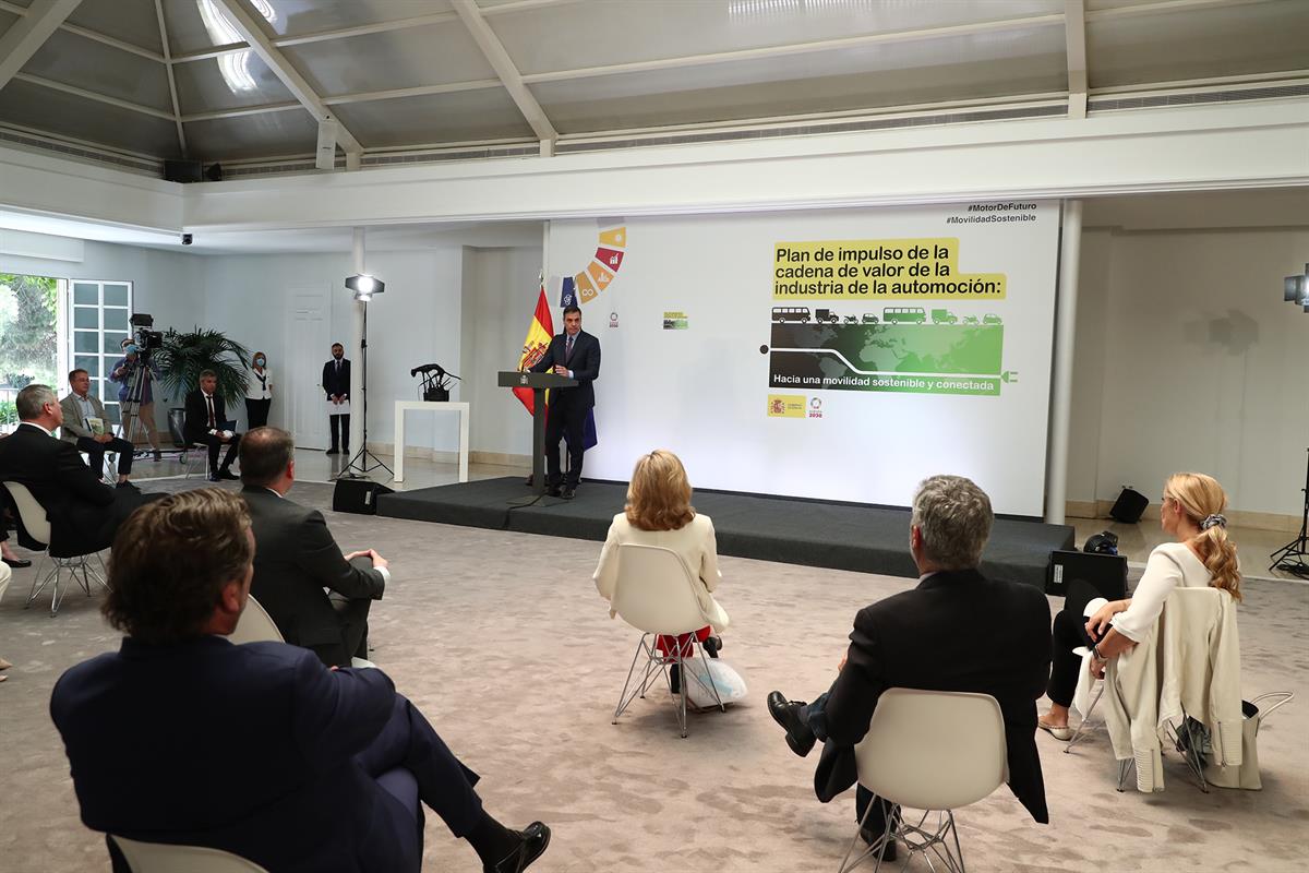 15/06/2020. Pedro Sánchez en la presentación del Plan de Impulso a la cadena de valor de la Industria de la Automoción. El presidente del Go...