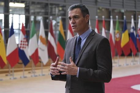15/10/2020. Pedro Sánchez asiste al Consejo Europeo. Declaraciones del presidente del Gobierno, Pedro Sánchez, desde Bruselas