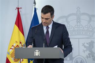 El presidente del Gobierno, Pedro Sánchez, durante su comparecencia en La Moncloa