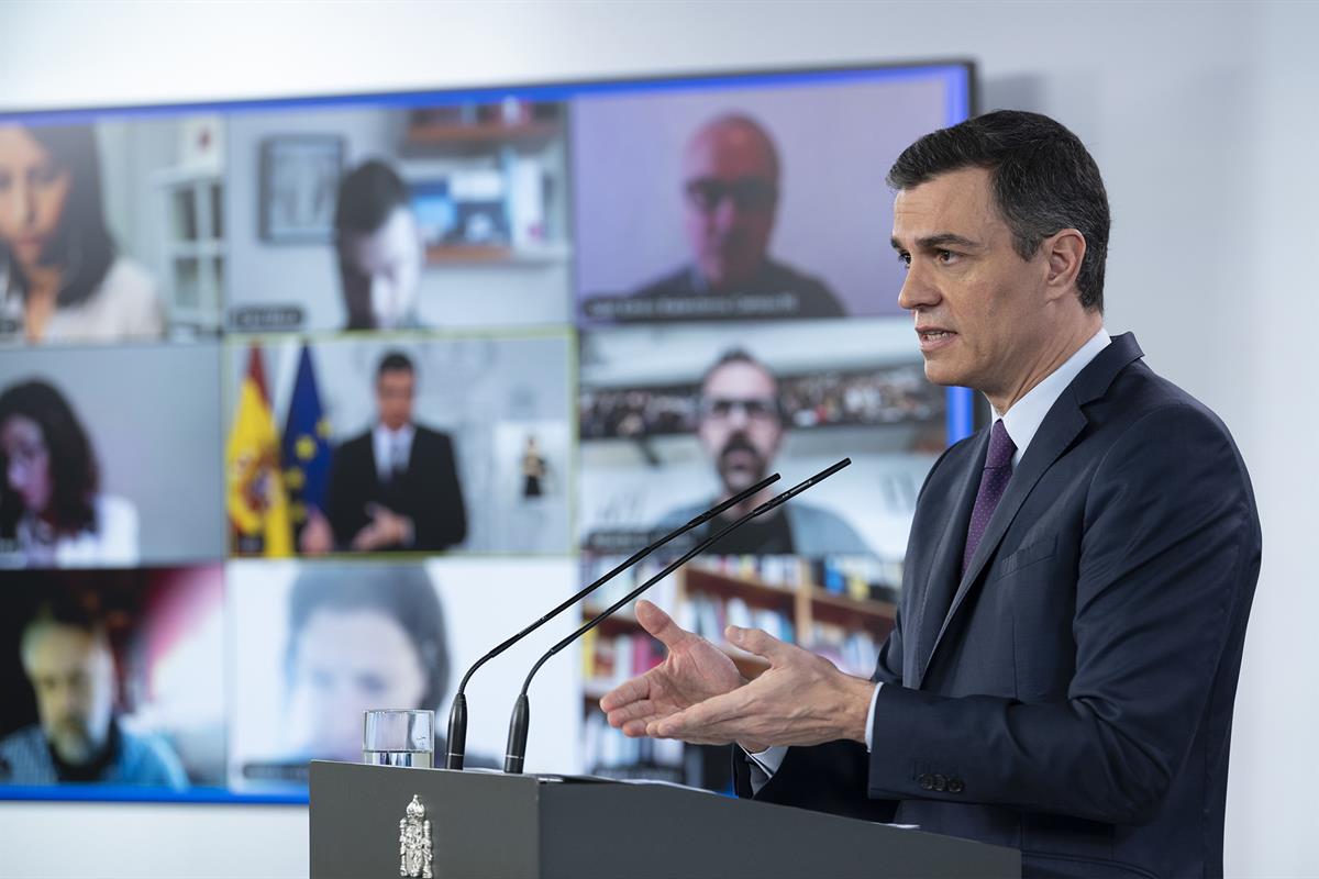 16/05/2020. Comparecencia del presidente del Gobierno. El presidente del Gobierno, Pedro Sánchez, durante la comparecencia en la que ha anun...