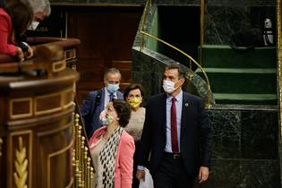 El presidente del Gobierno, Pedro Sánchez, durante la sesión de control en el Congreso