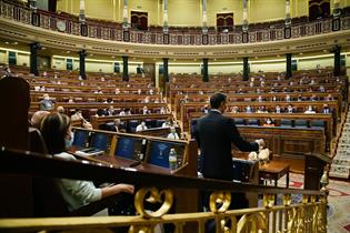 El presidente del Gobierno, Pedro Sánchez, durante la sesión de control en el Congreso