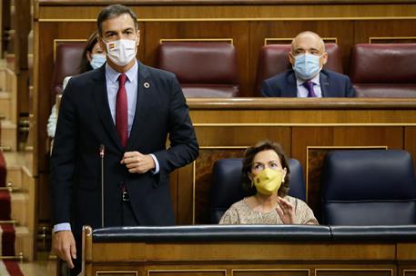 16/09/2020. Pedro Sánchez asiste a la sesión de control al Gobierno. El presidente del Gobierno, Pedro Sánchez, durante su intervención, en ...