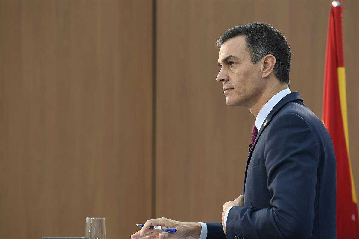 16/10/2020. Pedro Sánchez participa en el Consejo Europeo. El presidente del Gobierno, Pedro Sánchez, durante su intervención tras la celebr...