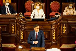 El presidente del Gobierno, Pedro Sánchez, durante su comparecencia ante el Pleno del Congreso de los Diputados