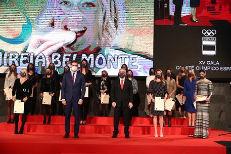 16/12/2020. Gala anual del Comité Olímpico Español. El presidente del Gobierno, Pedro Sánchez, durante la gala anual del Comité Olímpico Esp...