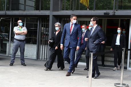 17/06/2020. Sánchez visita el Centro de Coordinación de Alertas y Emergencias Sanitarias. El presidente del Gobierno, Pedro Sánchez, tras la...