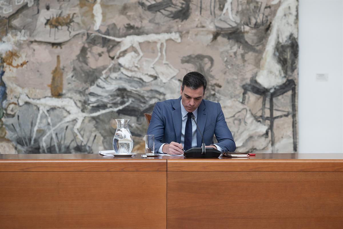 18/05/2020. Reunión del Comité Técnico para la Desescalada. El presidente del Gobierno, Pedro Sánchez, durante la reunión del Comité Técnico...