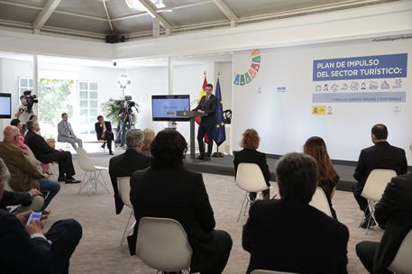 18/06/2020. Sánchez presenta el Plan de Impulso al Sector Turístico. El presidente del Gobierno, Pedro Sánchez, durante su intervención en e...