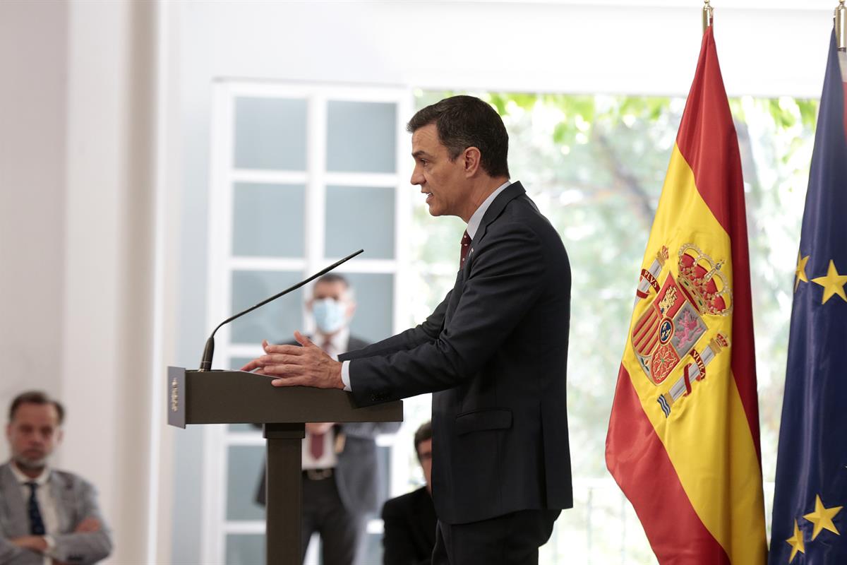 18/06/2020. Sánchez presenta el Plan de Impulso al Sector Turístico. El presidente del Gobierno, Pedro Sánchez, durante su intervención en e...