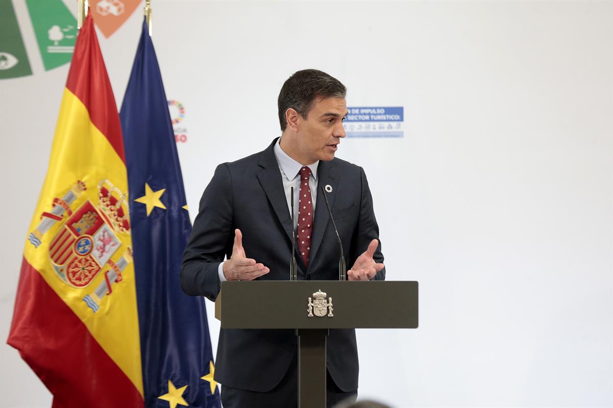 18/06/2020. Sánchez presenta el Plan de Impulso al Sector Turístico. El presidente del Gobierno, Pedro Sánchez, durante su intervención en e...