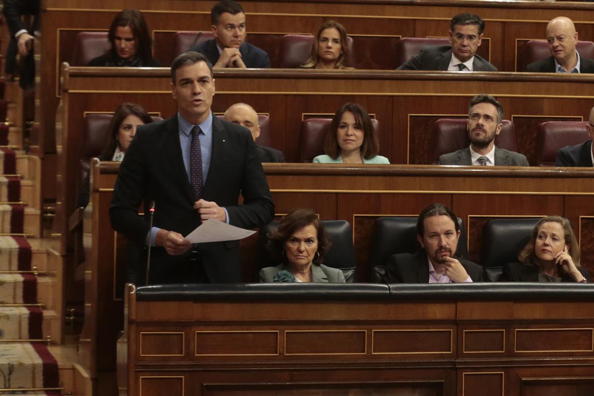 19/02/2020. Pedro Sánchez asiste a la sesión de control al Gobierno. El presidente del Gobierno, Pedro Sánchez, durante una de sus intervenc...