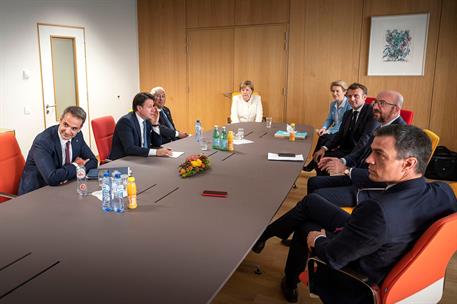 19/07/2020. Pedro Sánchez asiste a la reunión del Consejo Europeo extraordinario en Bruselas. El presidente del Gobierno, Pedro Sánchez, jun...