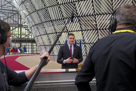 21/07/2020. Pedro Sánchez asiste a la reunión del Consejo Europeo extraordinario en Bruselas. El presidente del Gobierno, Pedro Sánchez, res...