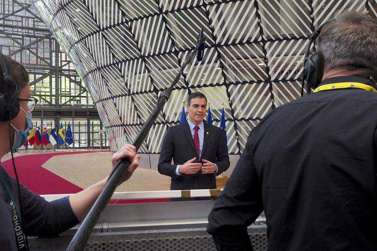 21/07/2020. Pedro Sánchez asiste a la reunión del Consejo Europeo extraordinario en Bruselas. El presidente del Gobierno, Pedro Sánchez, res...