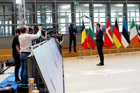 21/07/2020. Pedro Sánchez asiste a la reunión del Consejo Europeo extraordinario en Bruselas. El presidente del Gobierno, Pedro Sánchez, ati...