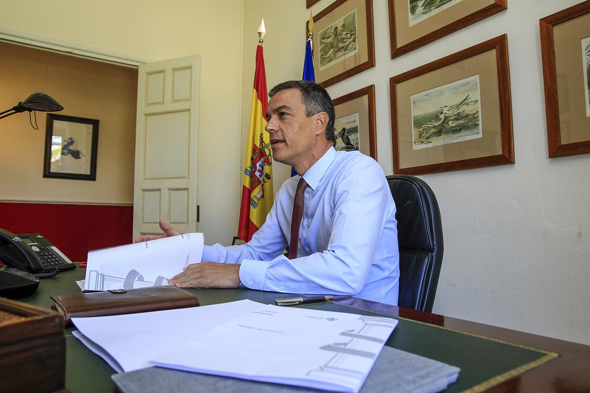 19/08/2020. Reunión del Comité de Seguimiento del Coronavirus. El presidente del Gobierno, Pedro Sánchez, preside, mediante vídeoconferencia...