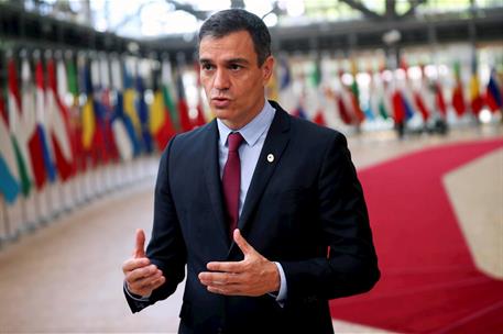 20/07/2020. Declaraciones de Pedro Sánchez durante el Consejo Europeo