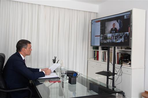 9/08/2020. Pedro Sánchez participa en la Conferencia Internacional de Apoyo a Beirut y la Población Libanesa