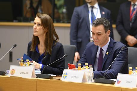 21/02/2020. Pedro Sánchez asiste a la reunión extraordinaria del Consejo Europeo. El presidente del Gobierno, Pedro Sánchez, en la reunión d...