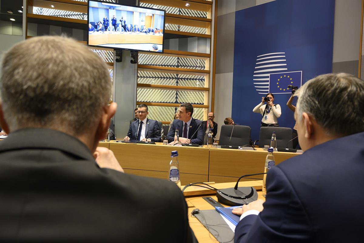 21/02/2020. Pedro Sánchez asiste a la reunión extraordinaria del Consejo Europeo. El presidente del Gobierno, Pedro Sánchez, participa en la...