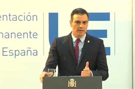 21/07/2020. Pedro Sánchez comparece ante los medios de comunicación tras la reunión del Consejo Extraordinario