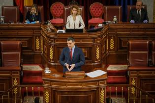 El presidente del Gobierno, Pedro Sánchez, durante su comparecencia ante el Pleno del Congreso