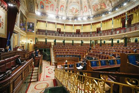 22/04/2020. El presidente del Gobierno comparece en el Congreso de los Diputados. El presidente del Gobierno, Pedro Sánchez, durante su inte...