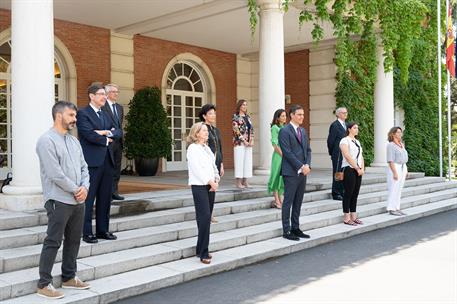 22/07/2020. Sánchez presenta el Plan de Modernización de FP. El presidente del Gobierno Pedro, Sánchez, junto a los asistentes a la presenta...