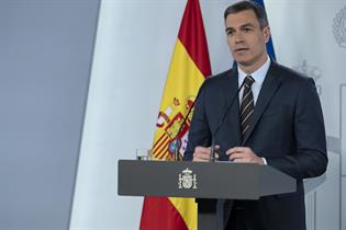 El presidente del Gobierno, Pedro Sánchez, durante su comparecencia en La Moncloa