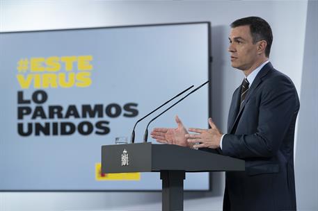 23/05/2020. Comparecencia del presidente del Gobierno. El presidente del Gobierno, Pedro Sánchez, durante la comparecencia en la que ha anun...