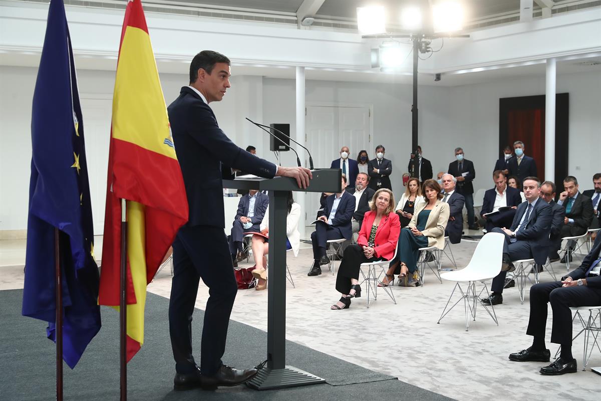 23/07/2020. Pedro Sánchez preside la presentación de 'España Digital 2025'. El presidente del Gobierno, Pedro Sánchez, durante su intervención.