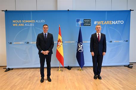 23/09/2020. Reunión de Pedro Sánchez y el secretario general de la OTAN, Jens Stoltenberg. El presidente del Gobierno, Pedro Sánchez, y el s...