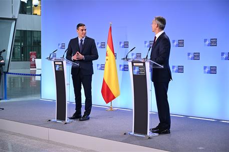 23/09/2020. Reunión de Pedro Sánchez y el secretario general de la OTAN, Jens Stoltenberg. El presidente del Gobierno, Pedro Sánchez, y el s...