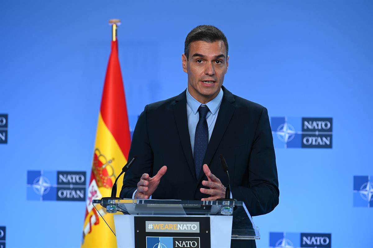 23/09/2020. Reunión de Pedro Sánchez y el secretario general de la OTAN, Jens Stoltenberg. El presidente del Gobierno, Pedro Sánchez, durant...