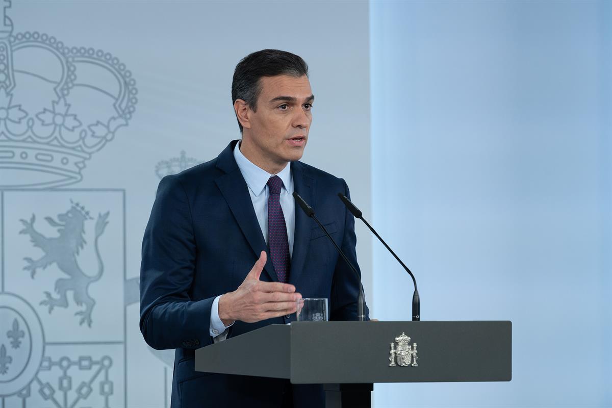 23/10/2020. Declaración Institucional de Sanchez - COVID-19. El presidente del Gobierno, Pedro Sánchez, durante su comparecencia para inform...