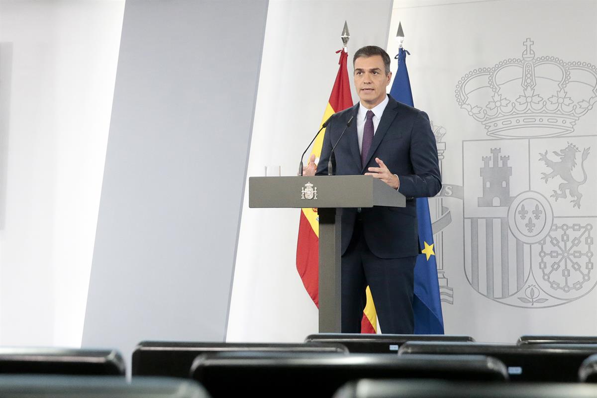 23/10/2020. Declaración Institucional de Sanchez - COVID-19. El presidente del Gobierno, Pedro Sánchez, durante su comparecencia para inform...