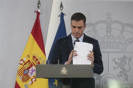 23/10/2020. Declaración Institucional de Sanchez-COVID19. El presidente del Gobierno, Pedro Sánchez, durante su comparecencia para informar ...