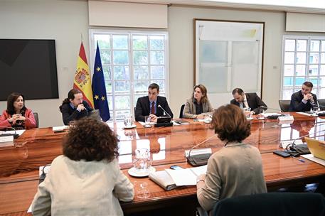 24/01/2020. Pedro Sánchez preside la reunión interministerial de evaluación de daños por la borrasca Gloria. El presidente del Gobierno, Ped...