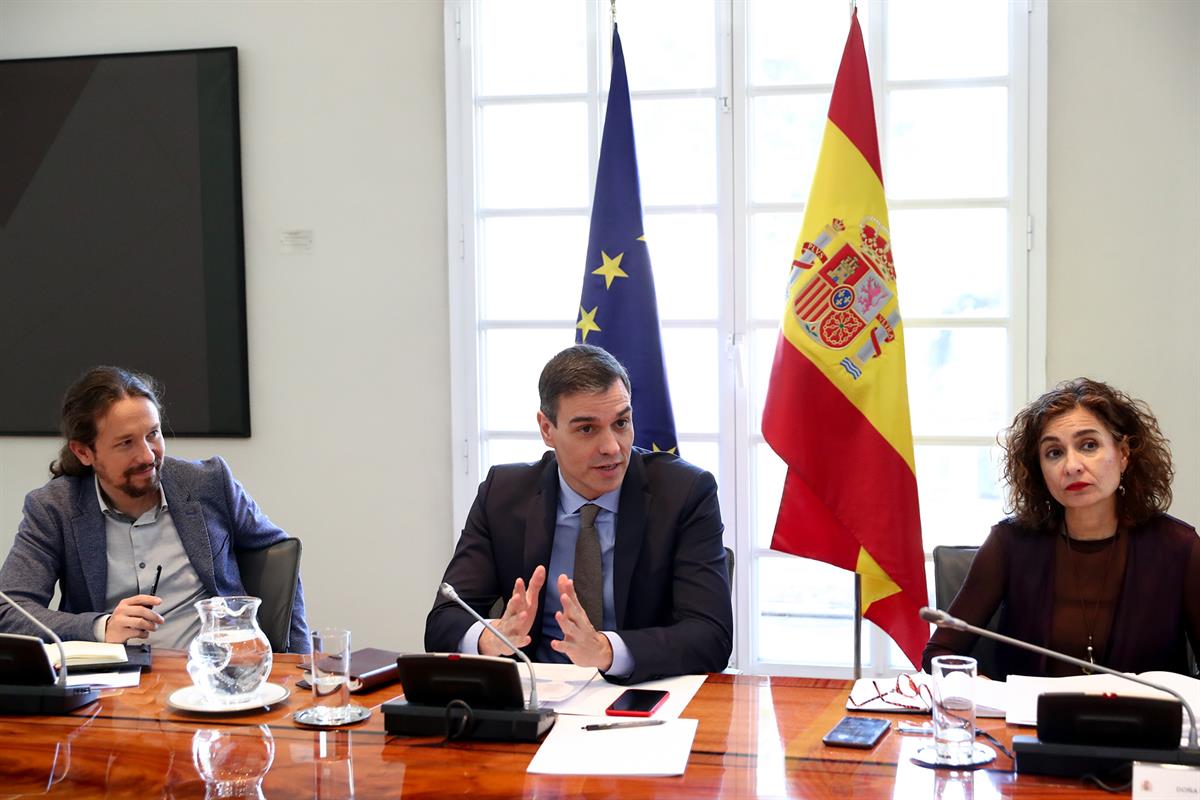 24/02/2020. Pedro Sánchez preside la reunión de la Comisión Interministerial de Agricultura. El presidente del Gobierno, Pedro Sánchez, el v...