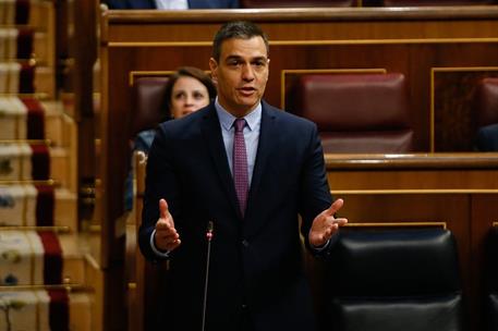24/06/2020. Pedro Sánchez asiste a la sesión de control en el Congreso. El presidente del Gobierno, Pedro Sánchez, durante su intervención e...