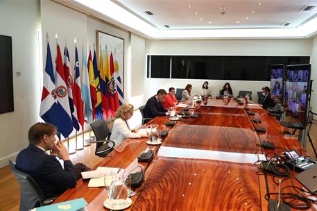 24/06/2020. Sánchez, en la Conferencia de jefes de Estado y de Gobierno "Juntos por una respuesta para América Latina y el Caribe ante la CO...