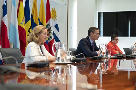 24/06/2020. El presidente del Gobierno, Pedro Sánchez, junto a la vicepresidenta tercera y ministra de Asuntos Económicos y Transformación Digital,...