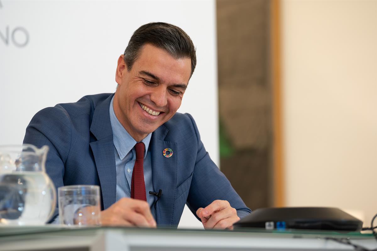 24/11/2020. Sánchez participa en el Foro de Política Exterior de la Fundación Körber. El presidente del Gobierno, Pedro Sánchez, durante su ...